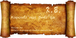 Kopcsányi Beáta névjegykártya
