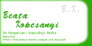 beata kopcsanyi business card