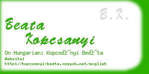 beata kopcsanyi business card